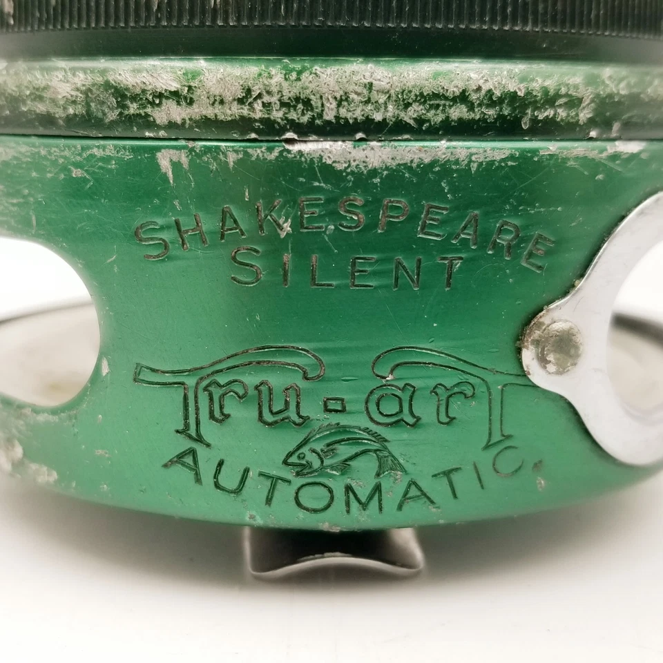 Carrete de mosca vintage Shakespeare Silent TRU ART automático 1835 GD reparado verde Foto 4 de 4