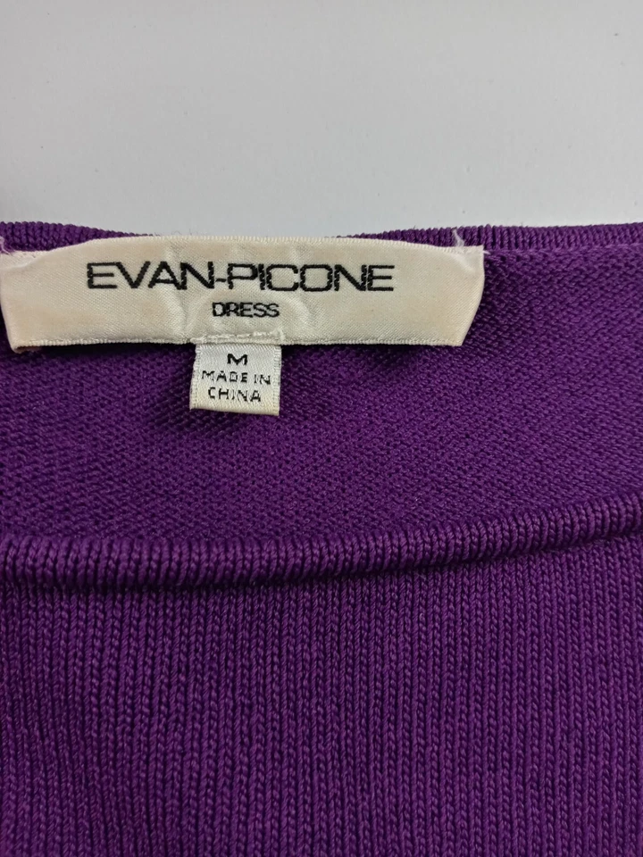 Vestido Suéter Evan Picone Mujer Talla Mediana Negro Rayas Midi Leno Foto 4 de 4