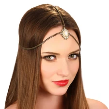 Kristin Perry Gold Crystal Chain Grecian Tassel Headpiece 