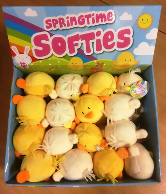 NEU Schachtel mit 32 süßen Plüsch-Osterküken - weiches Huhn Spielzeug - Kinder Partytüten usw.