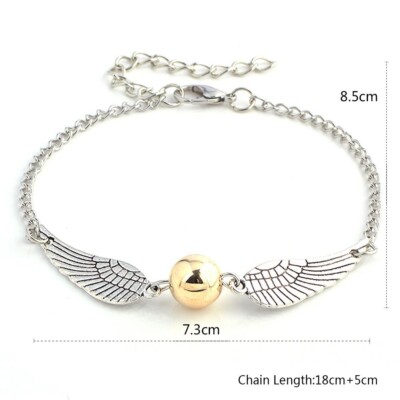 Harry Potter Golden Snitch Necklace Golden Snitch Inspired Silver Necklace & Bracelet Gift Set - Harry Potter Jewelry Harry Potter Jewelry Set - Foto 3