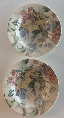 Oscar de la Renta ENGLISH TAPESTRY 8 3/4'' Rim Soup Bowls Set of 2 LF005 Ivory