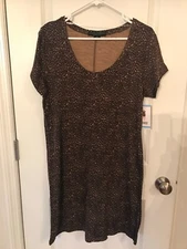Social Standard by Sanctuary Women's Gia Scoop Dress Size L Racing Leopard Taupe