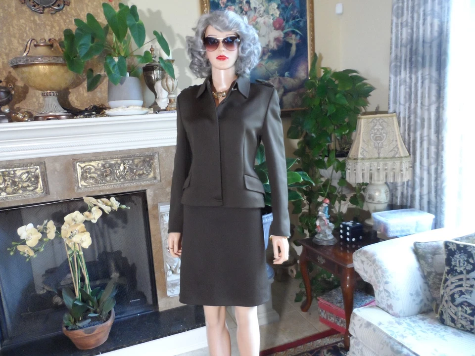 Traje Falda Gianni Versace Couture Marrón Chocolate Talla IT 44-US 8 Foto 3 de 4