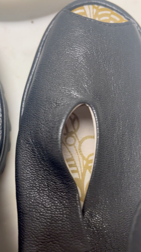 Fly London Yala Black Leather Peep Toe Wedge Shoe Ankel Strap Women Size 6 - Video 1 of 1