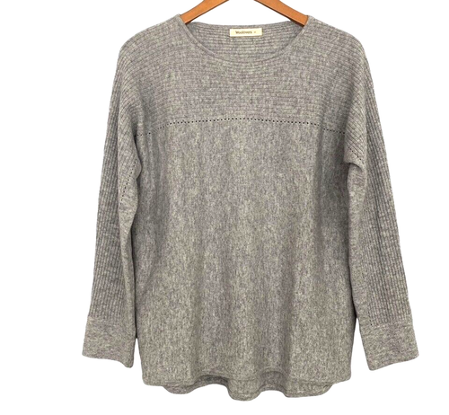 Woolovers Women's Merino Wool Cashmere Sweater Heather Gray Long Sleeve Size M