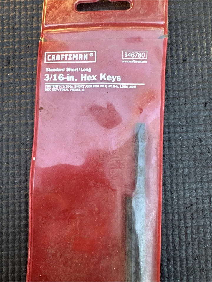 Sears Craftsman USA Nos 2pc 3/16” Hex Key Set Long Short 46780 - Image 3 of 4