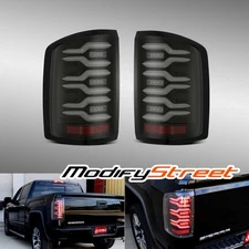 For 14-18 GMC Sierra 1500/2500HD/3500HD Smoke Lens LED Tail Lights Alpha-Black