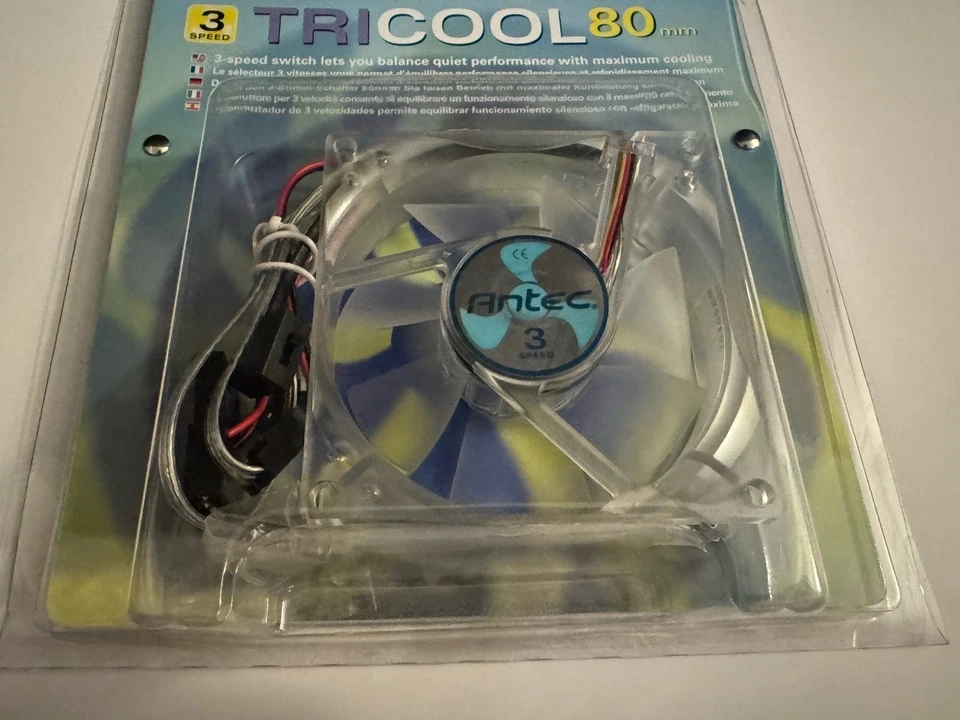 Antec TriCool 80mm Cool Fan 3-Speed Switch Quiet Performance Maximum Cooling NEW - Image 2 of 3