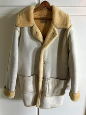 Vintage Shearling Coat Jacket USA made Western Men’s L - White Wool West CA