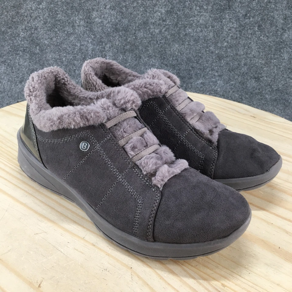 Bzees Golden Slip On Shoes Womens 11M Gray Suede Faux Fur Lined Comfort Sneakers - Image 3 of 4