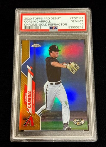 CORBIN CARROLL 2020 TOPPS PRO DEBUT #PDC-141 GOLD REFRACTOR ROOKIE RC /75 PSA 10