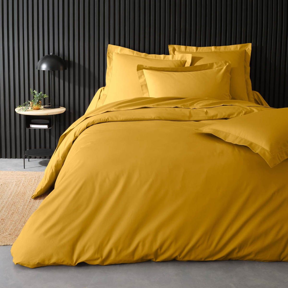 Housse de couette Percaline 240x260cm en percale de coton haut de gamme curry