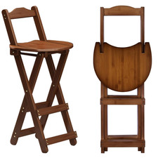 Barhocker Barstuhl Tresenhocker Hocker mit Rückenlehne klappbar Massivholz Braun