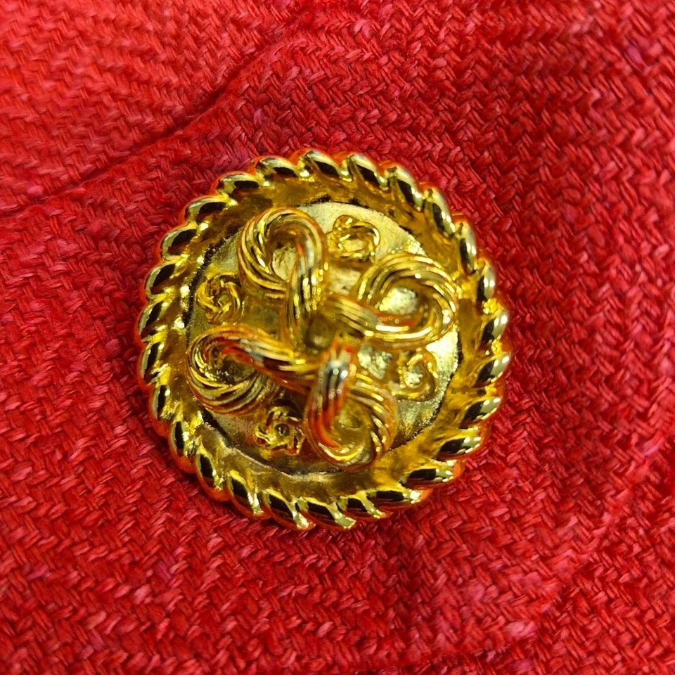 Blazer De Colección Años 80 90 Carlisle Seda Espiga Recortado Coral Estilo Militar Talla 12 Foto 4 de 4