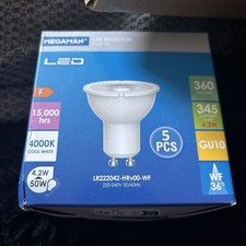 Megaman LED GU10 Par16 Lamp Pack of 5 - 4000k Spotlight Bulbs