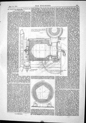 Antiker alter Druck 1874 Crampton Drehrohrofen Herstellung Schornstein Motoren