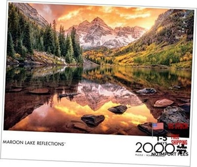 Joshua Snow Maroon Lake Reflections 2000 Piece Jigsaw Puzzle - 38.5 x 26.5