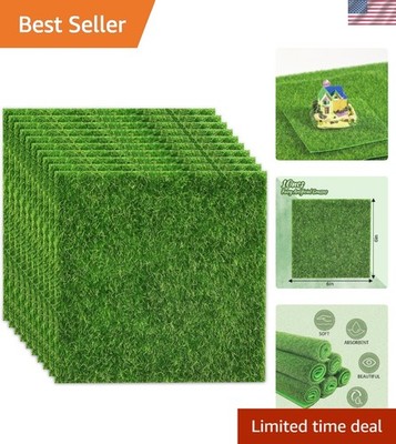 Versatile 10-Pc Set of 6x6 Inch Artificial Grass for Dollhouses & DIY Projects
