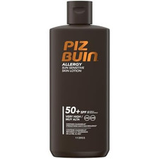 Image of Piz Buin Allergy Sun Cream Sensitive Skin Lotion SPF15 SPF30 SPF50 200ml UVB UK