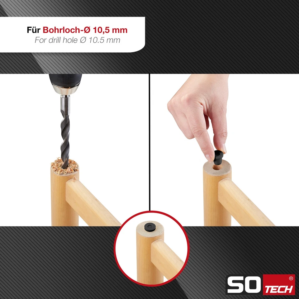 10er Set ORGA-BOX Silikonfuß für Bohrloch-Ø 10,5 mm Anti-Rutsch Gummifuß SOTECH - Bild 4 von 4