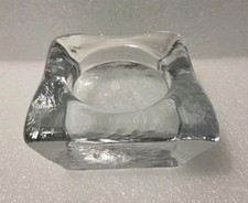 BLENKO PILLAR CANDLE HOLDER Square Art Glass 5" MCM Made in USA