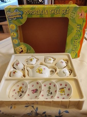 Porzellan Tee -Set Von Spongebob Schwammkopf, Nickelodeon, signiert