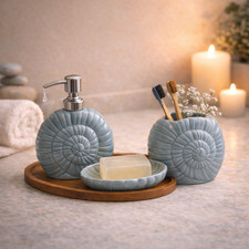 Luxury Ceramic Bathroom Accessories Set 3 Pcs, Soap Dispenser, Toothbrush Holder