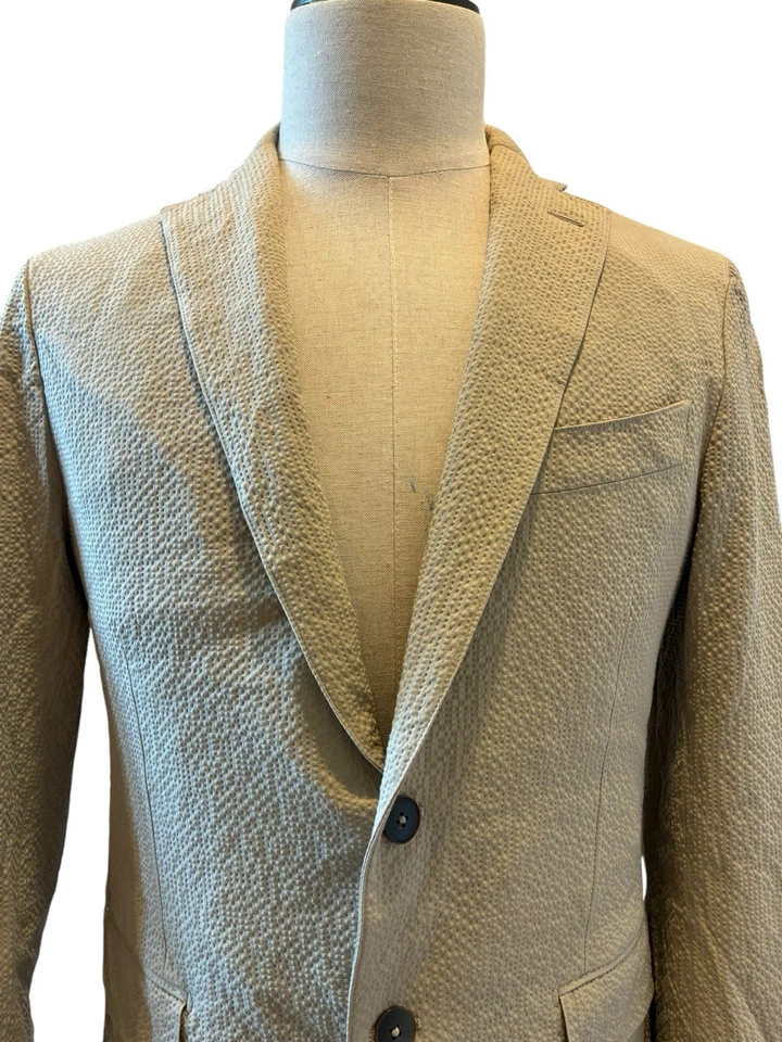 Chaqueta Blazer Abrigo Eidos Para Hombres 40 Seersucker Textura Hecha en Italia Isaia / Nueva con Etiquetas Foto 3 de 4