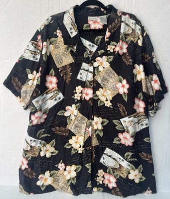 White Stag Plus Floral Button Down Shirt 26W/28W 3/4 Sleeve Missing A Button