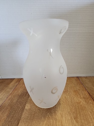 Frosted Glass Vase 9-1/2" Tall with Hugs & Kisses Design - Picture 3 of 7