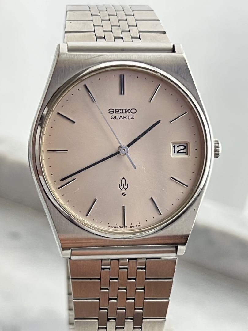 Seiko Quartz Date Beige Dial Watch with New Battery