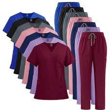 Affordable Unisex Nurse V-Neck Scrub Set Customizable Wholesale Option