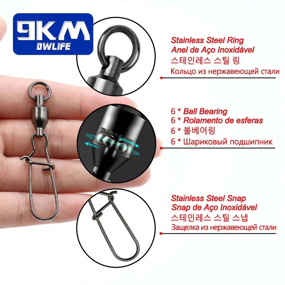 20~100Pcs Ball Bearing Swivels Snap with Duo Lock Snap Fishing Tackle 22LB~276LB - Image 3 of 4