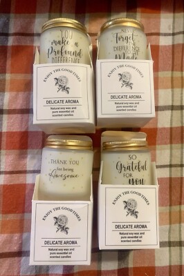 4 Soy Candles English Pear Freesia, Jasmine, Wild Bluebell, White Tea
