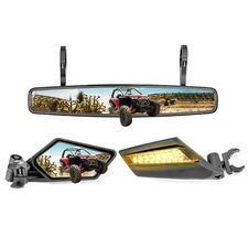 WEISEN Racing LED Side+Wide Center Mirror Kit For Polaris RZR 570 800 900 XP1000