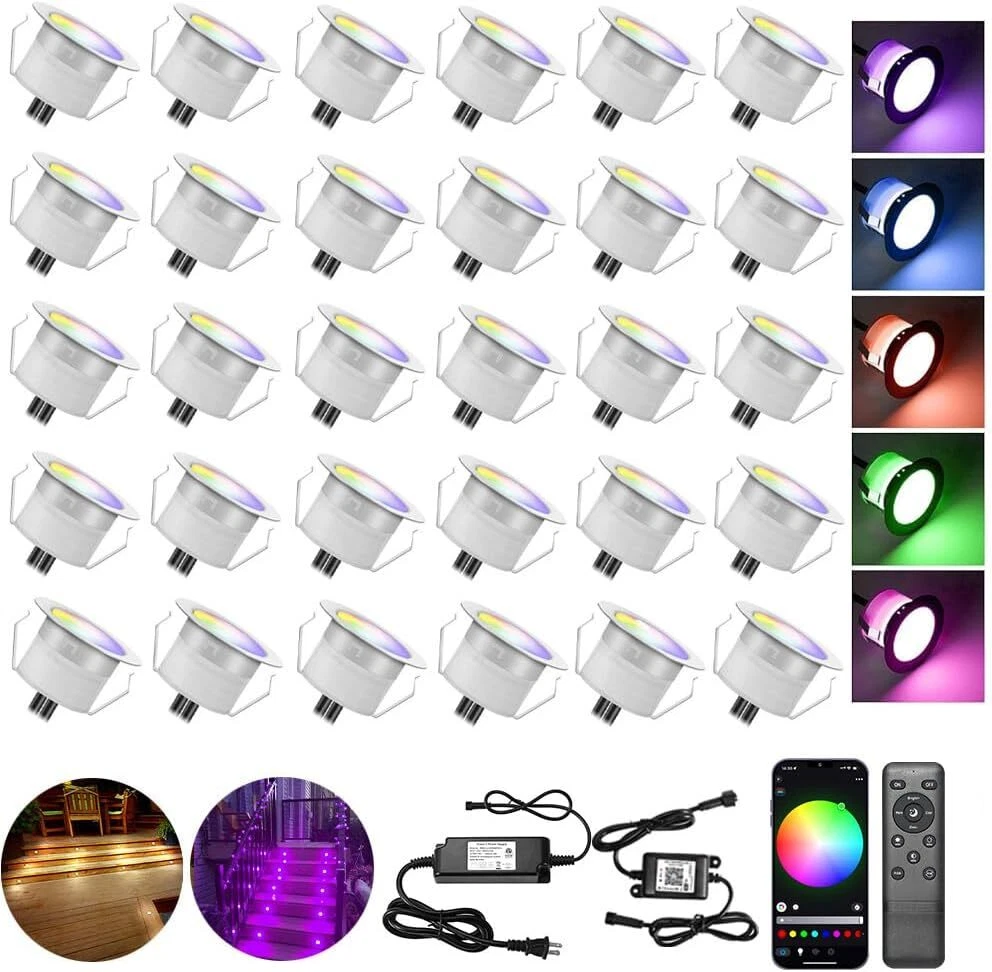 Ø45MM RGBW WiFi Led Decking Lights Outdoor Lighting for Terrace/Patio/Path Decor