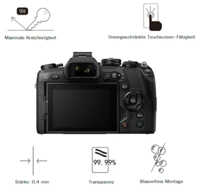 Olympus E-M1 Mark II 0,4 mm Adhäsion Displayschutzglas Schutzfolie LC7690