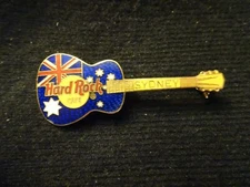 Hard Rock Cafe pin Sydney blue acoustic guitar with australian flag
