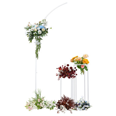 Wedding Flower Stand Set with Arch and Rectangular Stands for Events