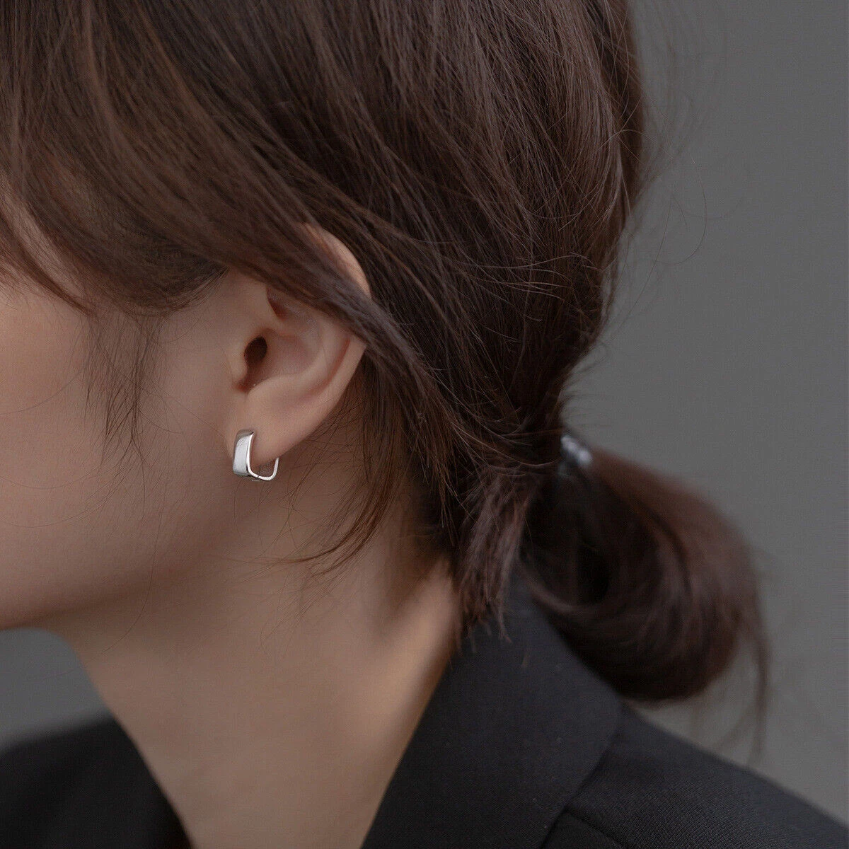 Wide huggie hoop sale earrings
