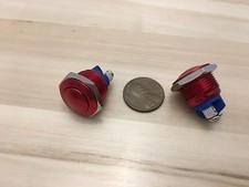 2 Pieces RED Metal N/O 16mm Round Momentary 12v Push Button Switch C34