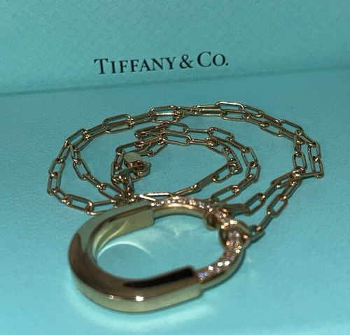 Tiffany & Co 18kt Yellow Gold .33cttw Diamond Lock Pendant 18in Chain - Picture 5 of 12