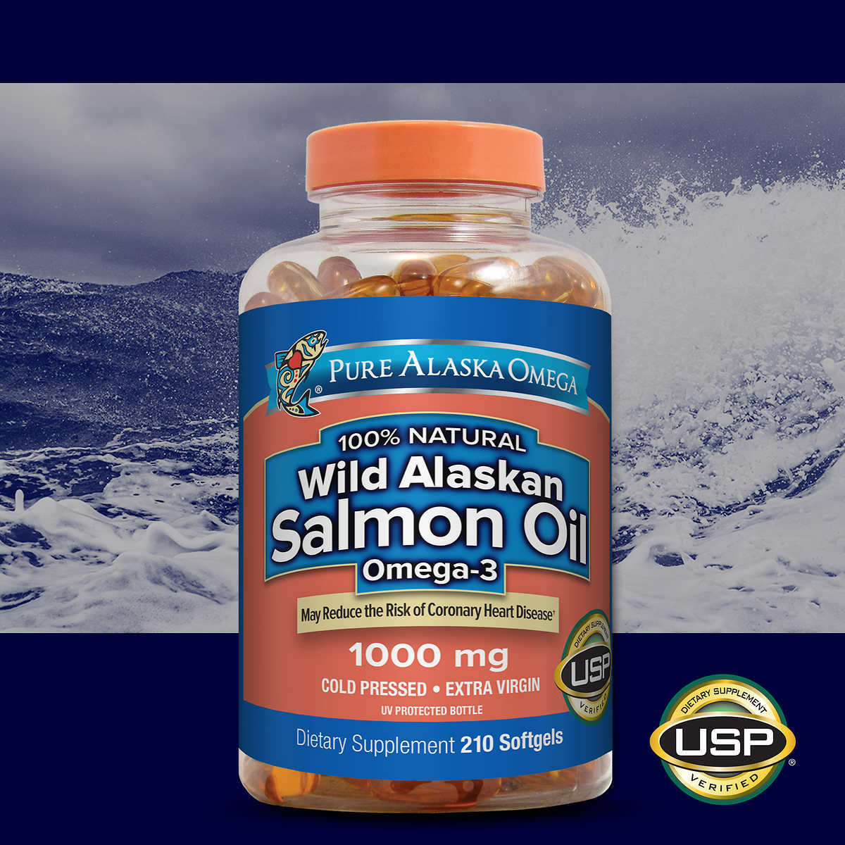 Buy Pure Alaska Omega Wild Alaskan Salmon Oil Omega-3 1000 mg., 210  Softgels Online in Vietnam. 324265281396