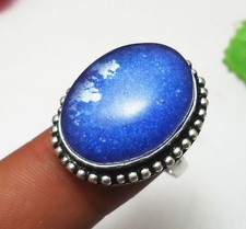 Blue Quartz Gemstone Adjustable Ring 925 Silver Overlay U195-A204