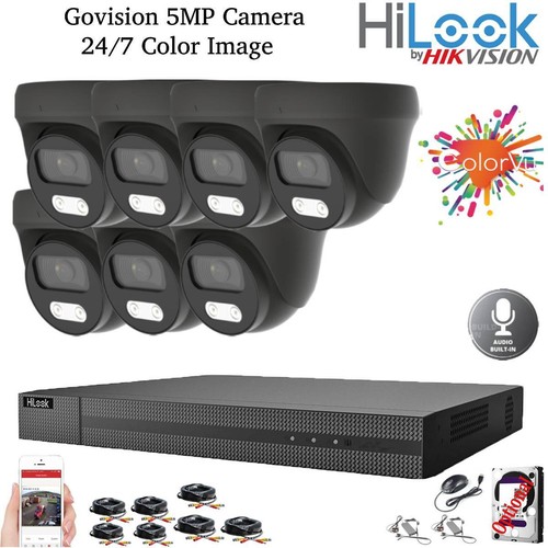HIKVISION HILOOK COLOURVU 5MP CCTV SYSTEM HD AUDIO MIC DVR CAMERAS SECURITY KIT - Afbeelding 34 van 43