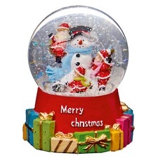 Christmas 90mm Snow Globe Wind Up Musical - Snowman