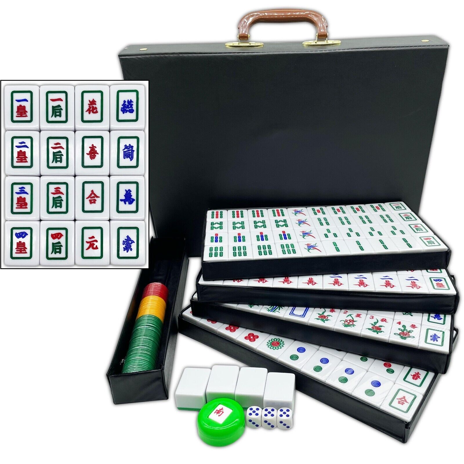 Chinese Vietnamese Mahjong Game Set 160 Large 1.5 Melamine Tile Case  Mahjongg