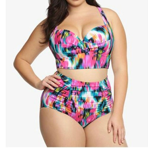 Traje de baño de Cintura alta de las Mujeres Tallas Grandes Trusas de Playa  | eBay