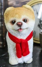 Red Scarf Boo The World's Cutest Pomeranian Dog Statue Pet Pal Dogs Collectible